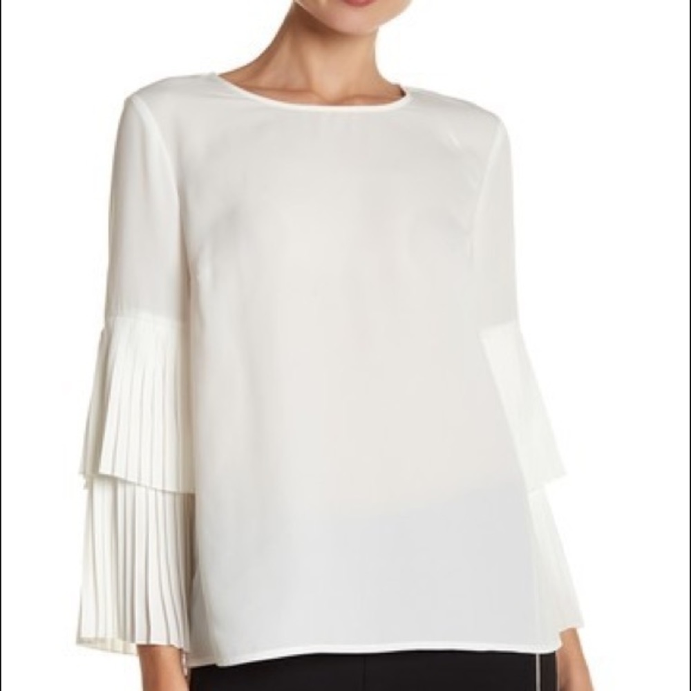 1. State Pleated Tiered Ruffled Sleeve Blouse